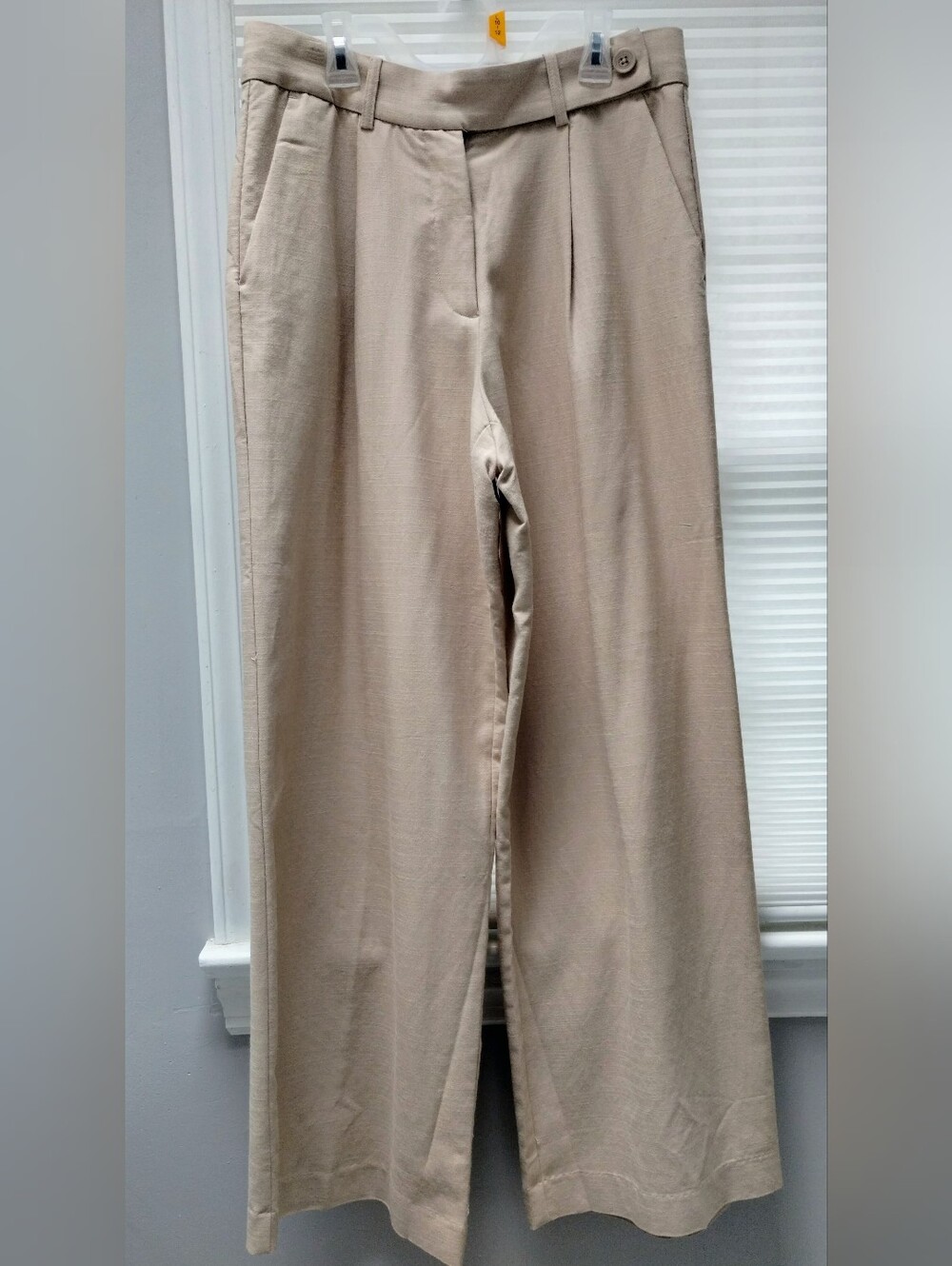 Beige Wide-Leg Trousers